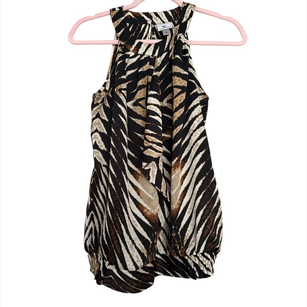 Y2K Worthington Zebra Print Blouse - Black and Brown size S